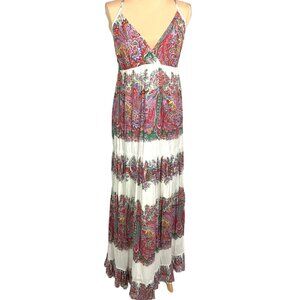 Pura Vida Paisley Maxi Dress Size 12 100% Cotton Multicolor Boho Flowy
